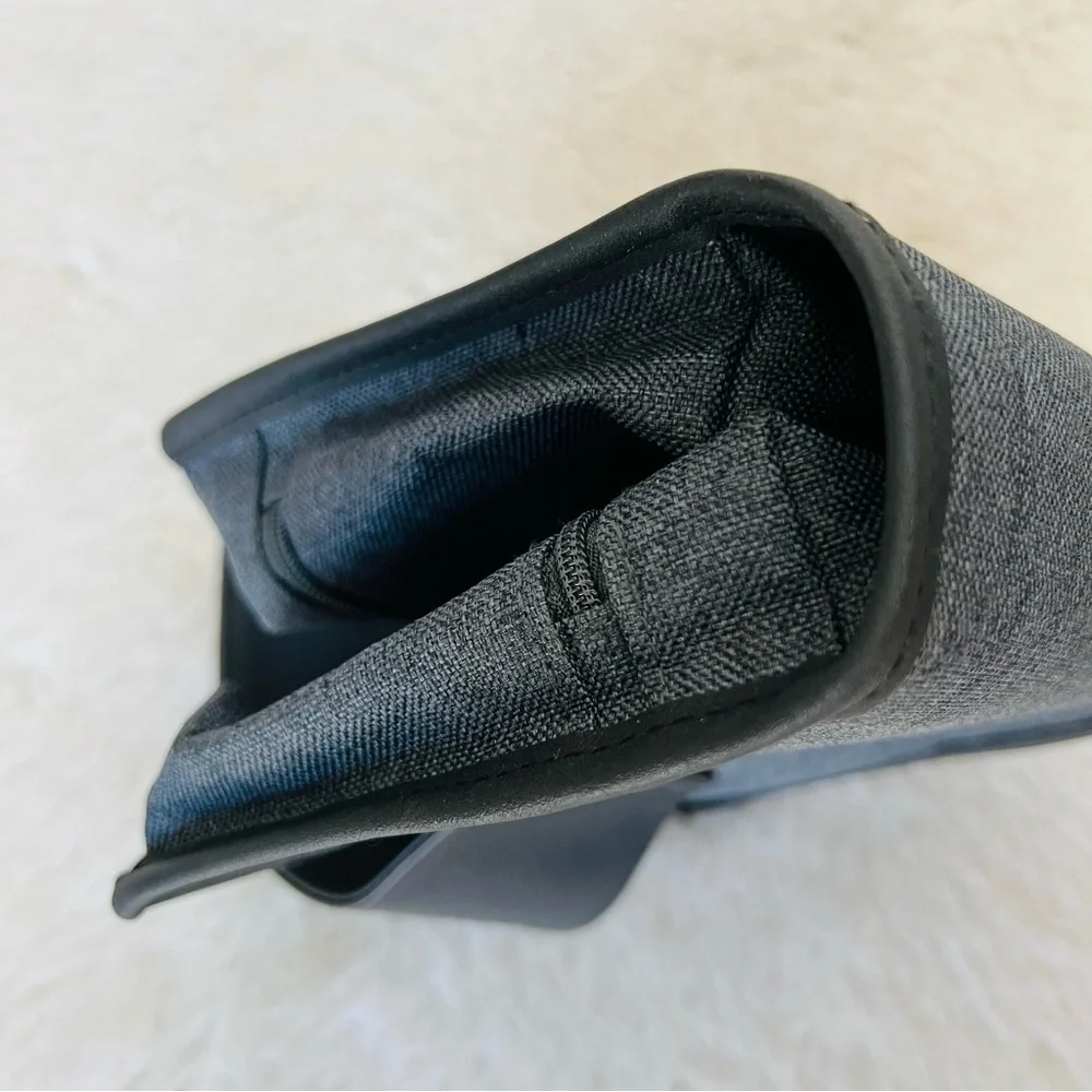Bvlgari Parfume Black Leather Gray Canvas Bifold Cosmetic Novelty Pouch Case